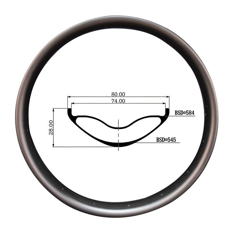 27.5er 650B 80mm wide carbon fat bike rim