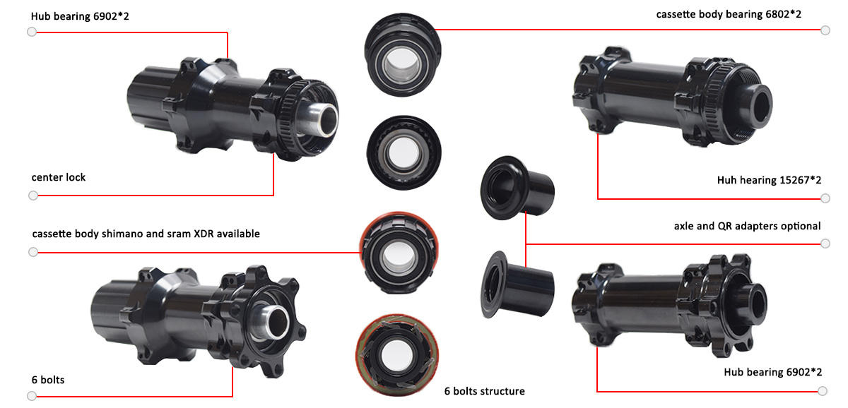 disc brake hub center lock, 6 pawls structure, front 12*100mm rear 12*142mm disc brake hub center lock, 6 pawls structure, front 12*100mm rear 12*142mm