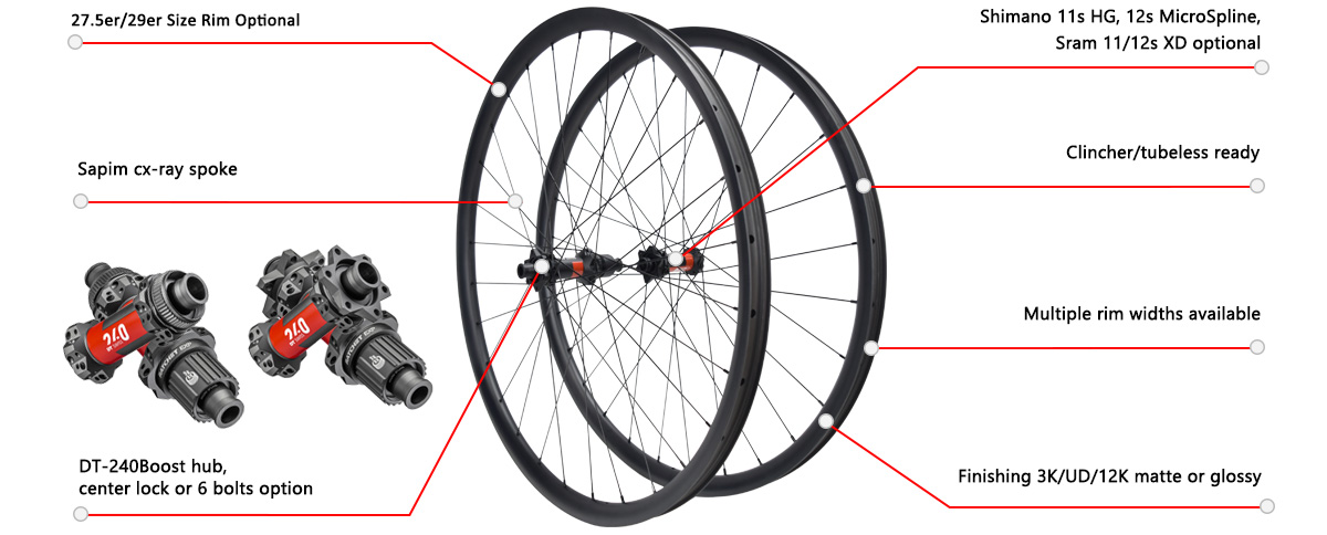 Moutain bike carbon wheels asymmetry 27.5er/29er for DT240 boost Moutain bike carbon wheels asymmetry 27.5er/29er for DT240 boost